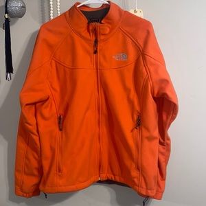Peach orange NorthFace fuzzy jacket